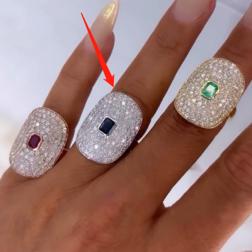 Stylish 3 ctw Octagonal Cut Ruby & Sapphire & Emerald Ring -JEWELBUYS