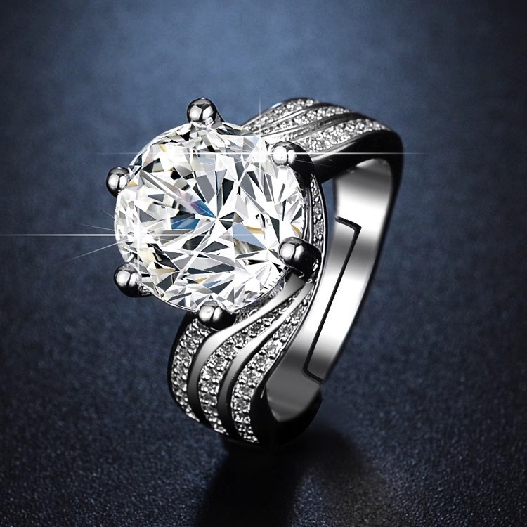 5ct Round Cut Triple Row Line Ring -JEWELBUYS