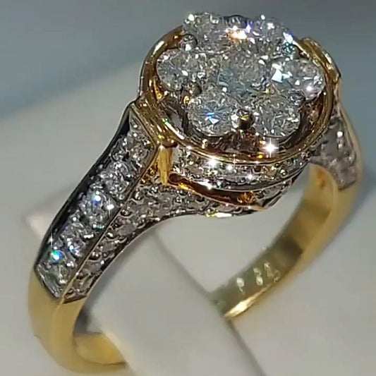 3.2ctw Round Cut White Sapphire Luxury Gold Plated Ring-JEWELBUYS
