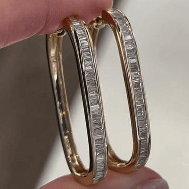 2ct Emerald Cut White Sapphire Hoop Earrings-JEWELBUYS