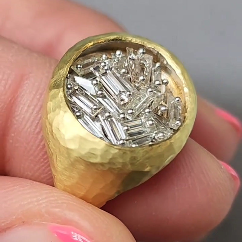 Unique 1ct Baguette Cut White Sapphire Cocktail Ring Women's Engagement Ring in Gold-JEWELBUYS