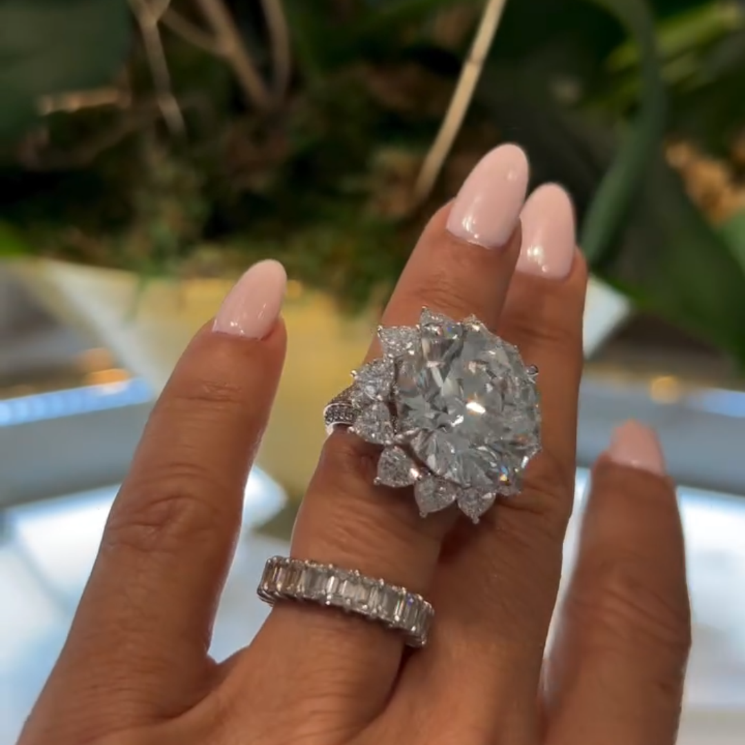 Elegant 10ct Round Cut with Surrounded Heart Shaped White Sapphire Women's Engagement Ring in Silver-JEWELBUYS