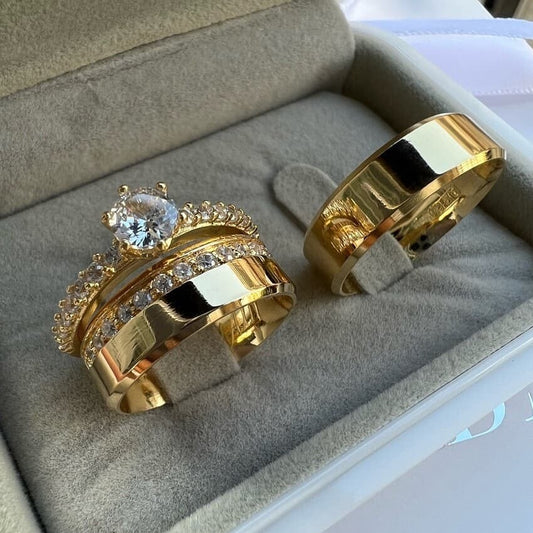 2.2ctw Classic Round Sapphire Ring Three-Piece Set-JEWELBUYS