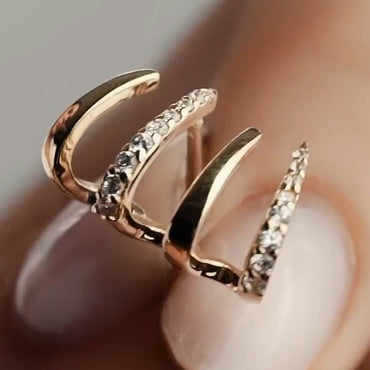 0.3ctw White Sapphire Four Claw Stacking Earrings-JEWELBUYS