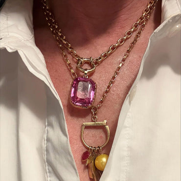 38Ct Radiant Cut Pink Morganite Vintage Style Pendant Necklace-JEWELBUYS