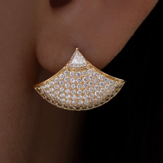 2.2ctw Round Triangle Cut Two-Tone Sapphire Earrings - JEWELBUYS