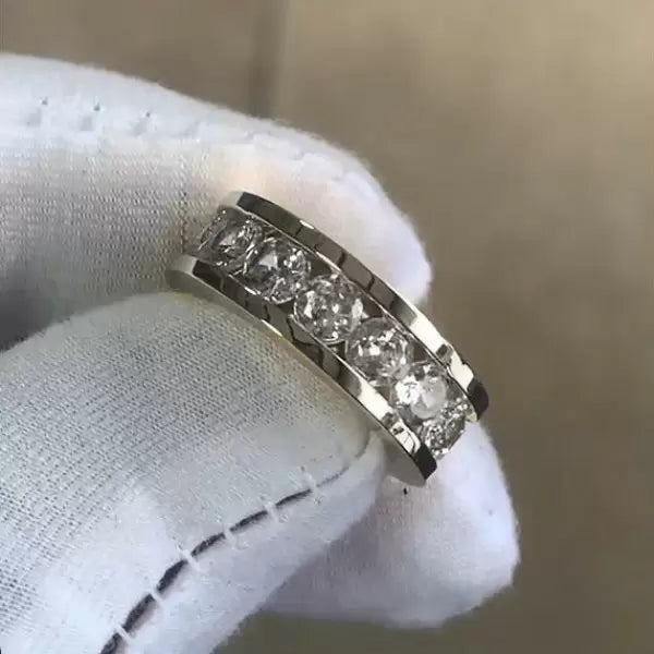 8ctw Round Cut White Sapphire Channel Set Full Hoop Ring-JEWELBUYS