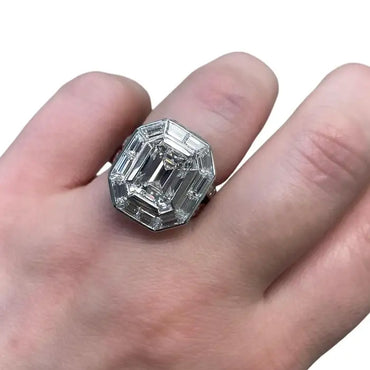 4.06ct Emerald Cut White Sapphire Engagement Ring-JEWELBUYS