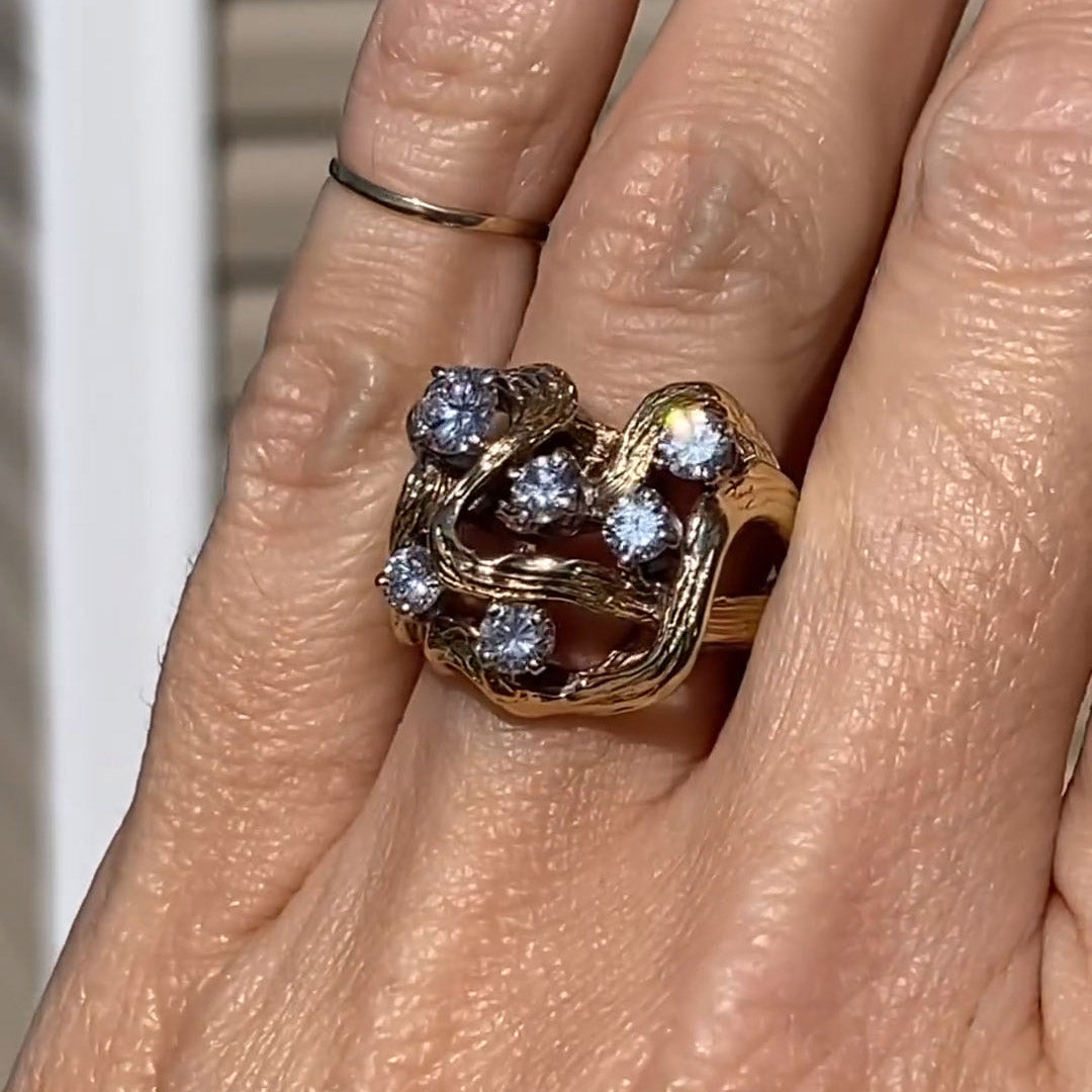3.5ctw Round Brilliant Cut Old Art Gemstone Ring -JEWELBUYS