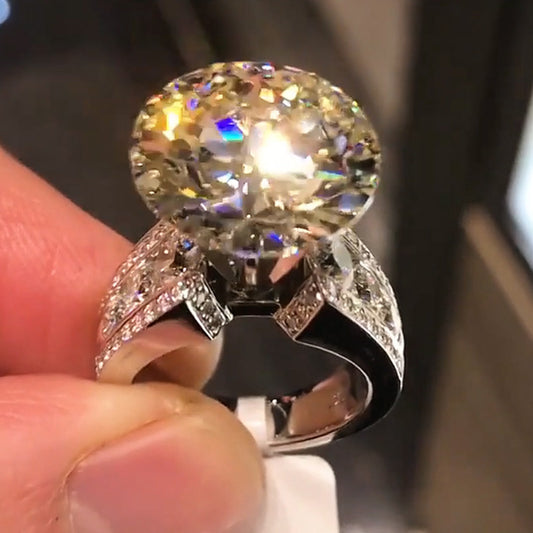 Classic 10.15ct Round Brilliant Cut White Sapphire Engagement Ring-JEWELBUYS