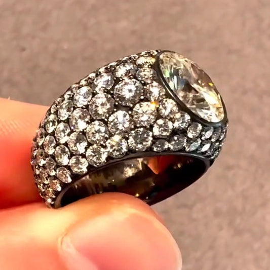 7.4Ctw Round Setting Bezel Setting Sparkling Engagement Ring-JEWELBUYS