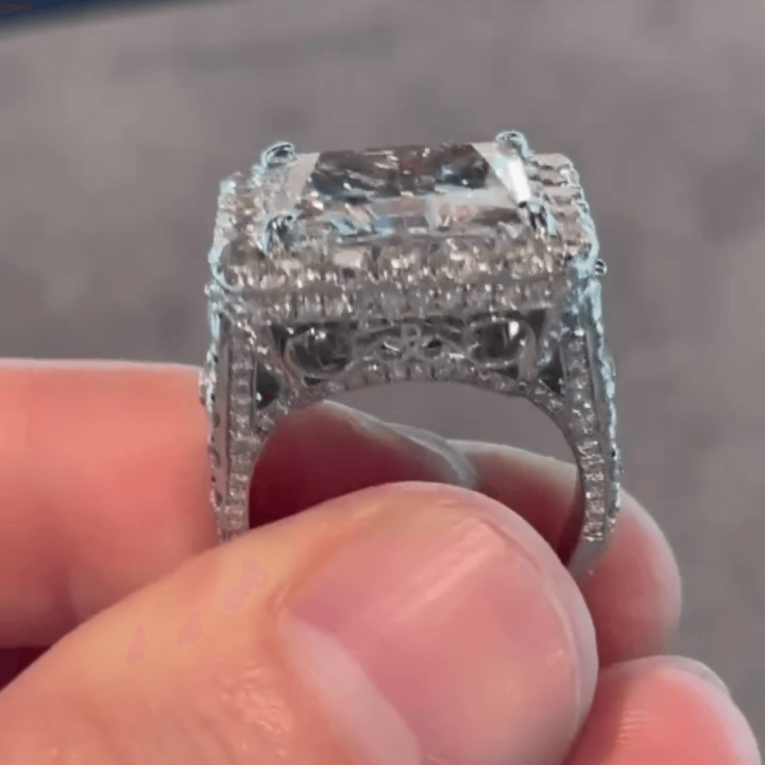 Breathtaking 6ct Princess Cut White Sapphire Women's Engagement Ring in Silver-JEWELBUYS