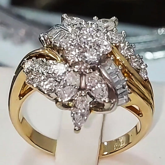 1.5ctw Multi-Cut White Sapphire Cluster Art Ring-JEWELBUYS