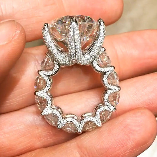 Unique 10ct Round Cut White Sapphire Engagement Ring-JEWELBUYS