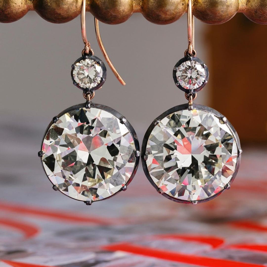 4.5ct Round Cut White Sapphire Double Diamond Earrings Drops-JEWELBUYS