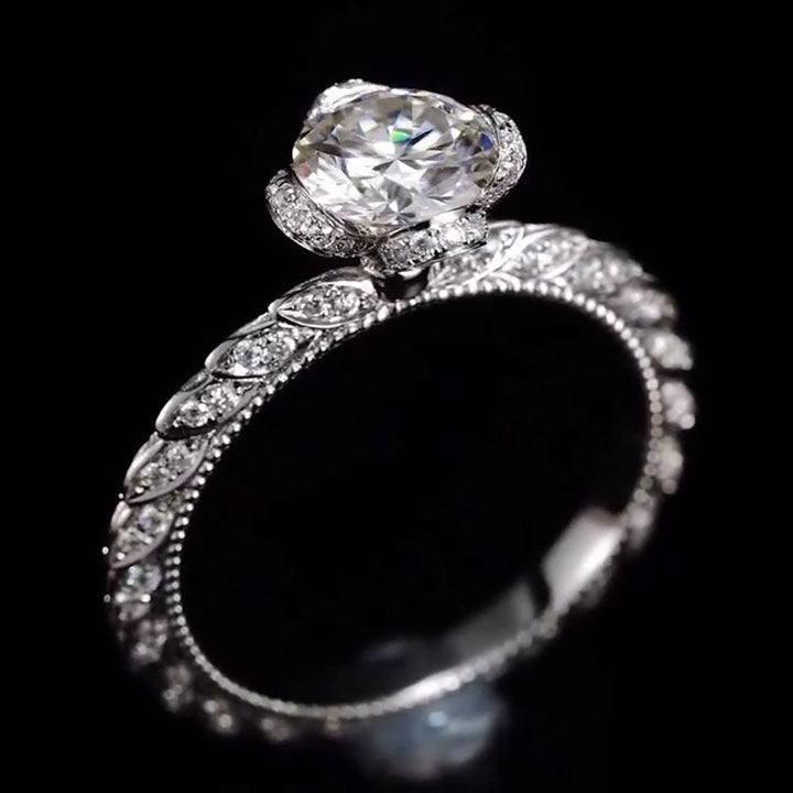 Charming 3.33ct Flower Round Cut Engagement Ring - JEWELBUYS