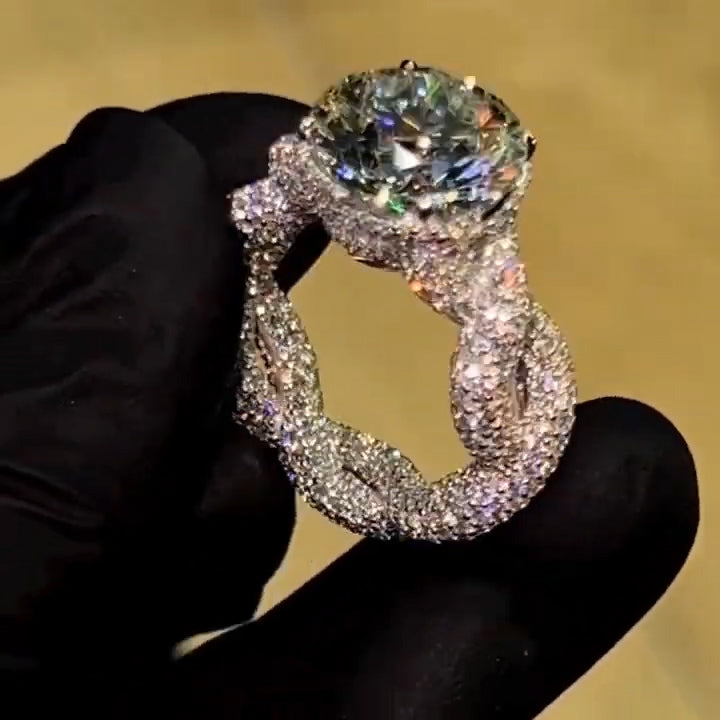 Stunning micro pave patterned twisted diamond ring - JEWELBUYS