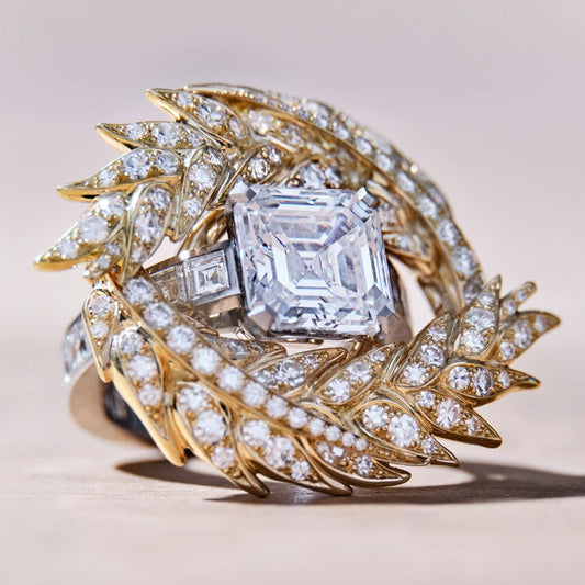 5.05ctw Square Cut White Sapphire Wheat Theme Ring-JEWELBUYS