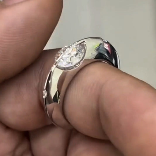 2.0ct Round White Sapphire Simple Orbit Engagement Ring-JEWELBUYS