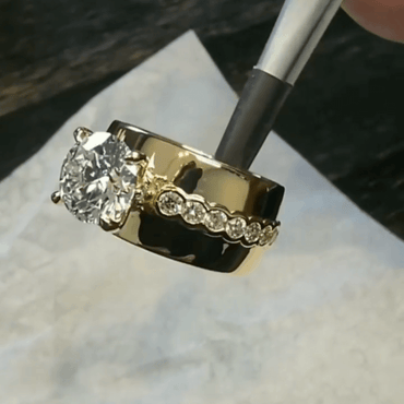 4ct Classic Round Cut White Sapphire Wide Engagement Ring in Gold-JEWELBUYS