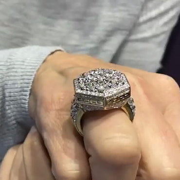 Hexagonal Cluster Diamond Ring - JEWELBUYS
