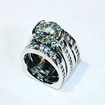 7.0ctw Round Cut White Sapphire Channel Ring-JEWELBUYS