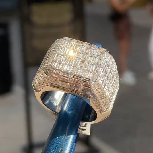 New Invisible Setting Rectangular Step Diamond Ring - JEWELBUYS