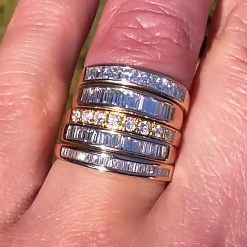 2.65ctw Baguette Cut White Sapphire Stacking Ring-JEWELBUYS