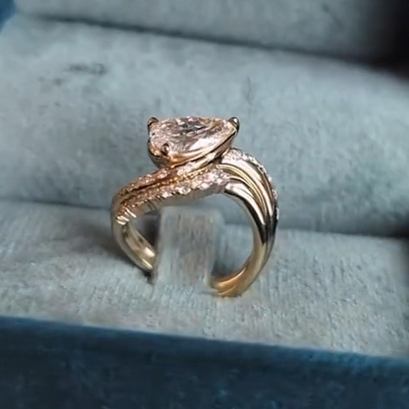 3.25Ctw Pear Cut White Sapphire S Ring Set-JEWELBUYS