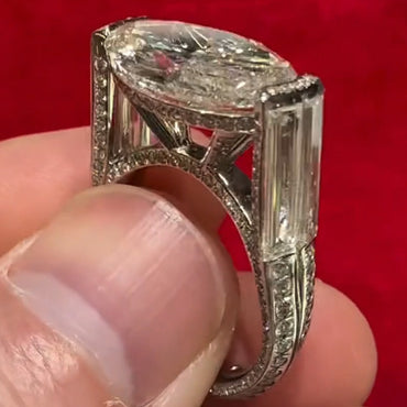 4.0Ct Marquise and Baguette Cut White Sapphire Personalized Engagement Ring-JEWELBUYS
