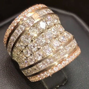 6.0ctw Round and Princess Square Cut White Sapphire Eternity Seven Row Sapphire Ring-JEWELBUYS