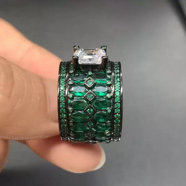 Vintage Style 3ct White Sapphire Square Cut Cocktail Ring-JEWELBUYS