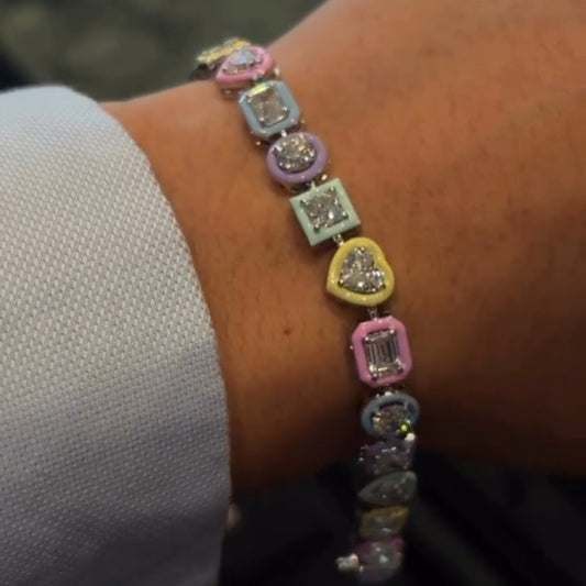 15Ctw Multi-cut Art Deco Sapphire Luxury Candy Bracelet-JEWELBUYS