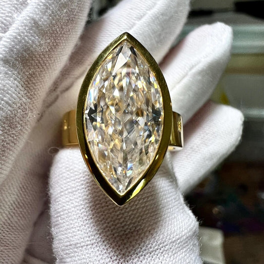 Bezel Design 5ct Marquise Cut White Sapphire Stacking Bridal Ring Women's Engagement Ring in Gold-JEWELBUYS