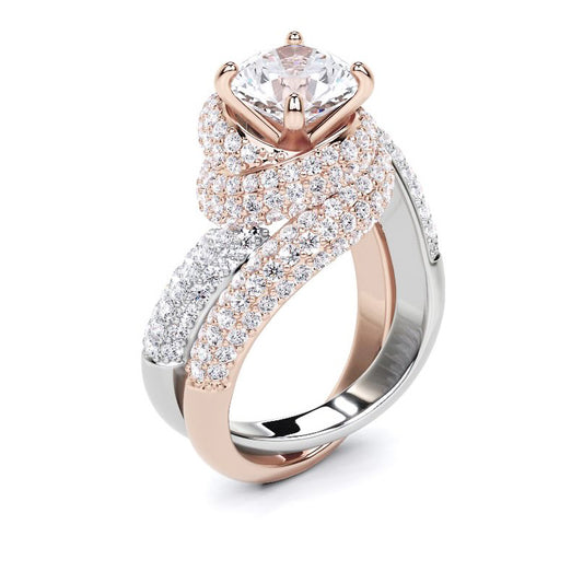 5.38ct Round Cut White Sapphire Embrace Engagement Ring-JEWELBUYS