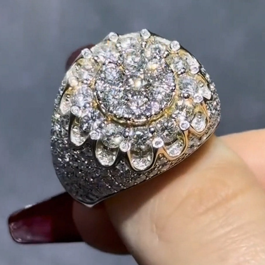 5.3ctw Round Brilliant Cut Luxury Sapphire Flower Ring-JEWELBUYS