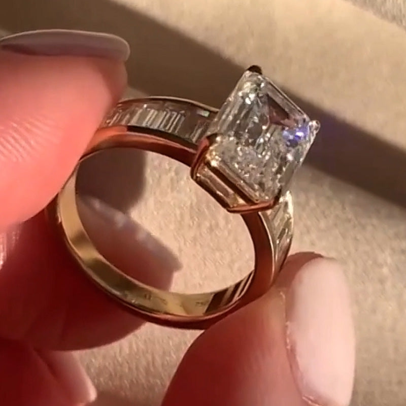 5.0ctw Emerald Cut White Sapphire Statement Ring-JEWELBUYS