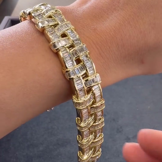 5Ctw Classic braided design baguette sapphire bracelet-JEWELBUYS
