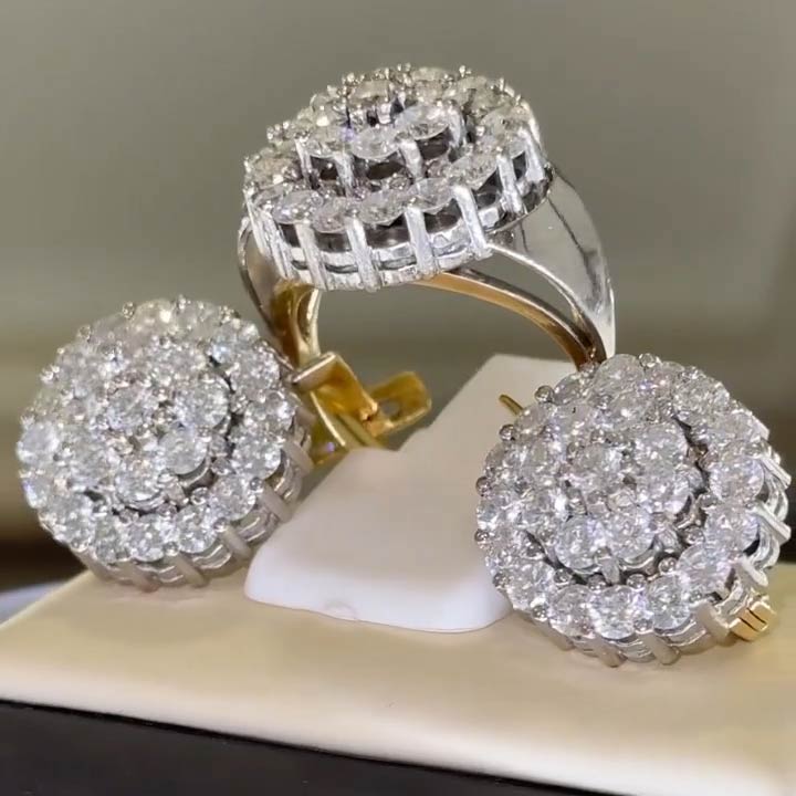 7.6ctw Round Double Cake White Sapphire Ring -JEWELBUYS