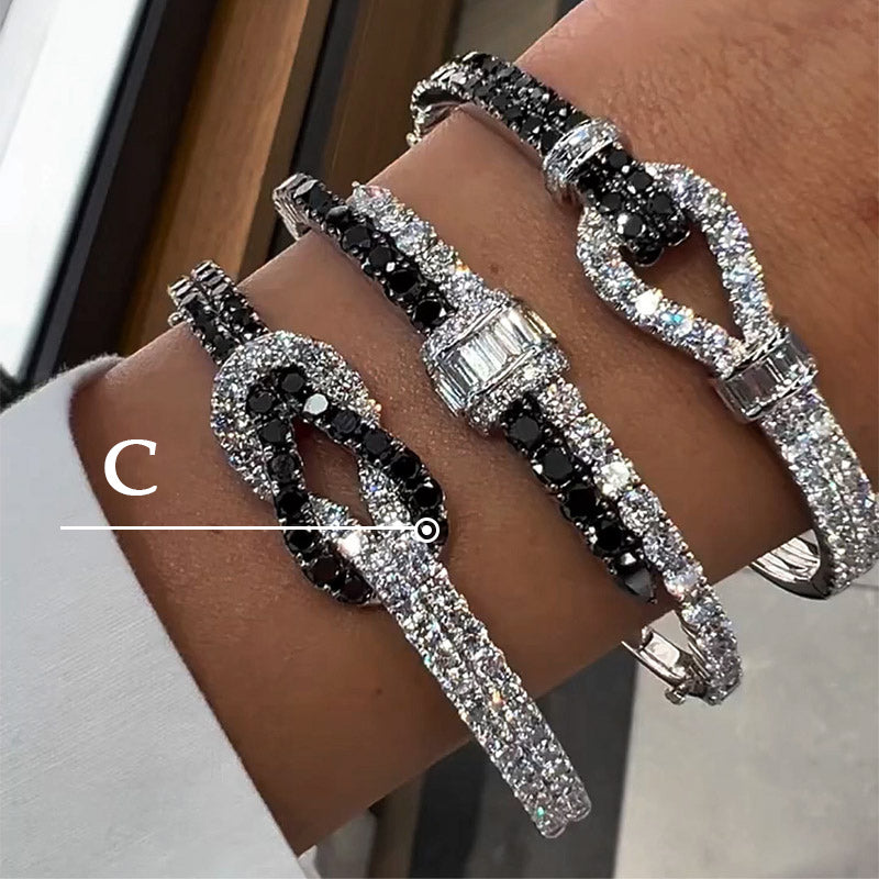 8.0ctw Black and White Sapphire Knot Bracelet-JEWELBUYS