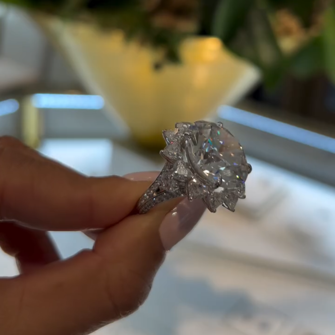 Elegant 10ct Round Cut with Surrounded Heart Shaped White Sapphire Women's Engagement Ring in Silver-JEWELBUYS