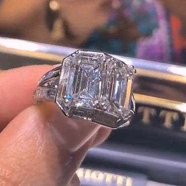 10.05ctw Two Stone Emerald Engagement Ring-JEWELBUYS