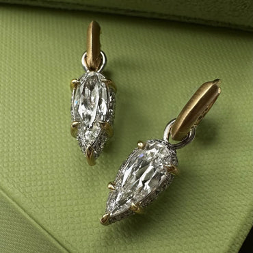 5.0ctw Water Drop Sapphire Romantic Pendant Earrings - JEWELBUYS