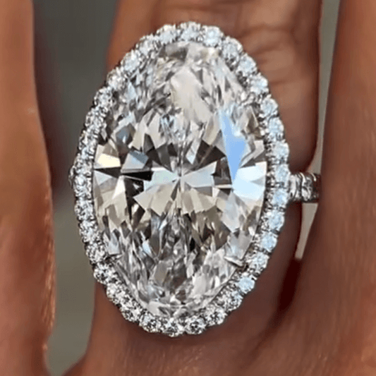 11ct Marquise Cut White Sapphire Micropave Surround Engagement Ring-JEWELBUYS