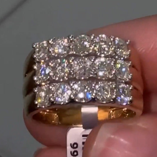 2.3ctw Round Cut White Sapphires Three Rows of Sapphire Eternity Band-JEWELBUYS