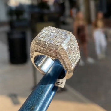 New Invisible Setting Rectangular Step Diamond Ring - JEWELBUYS