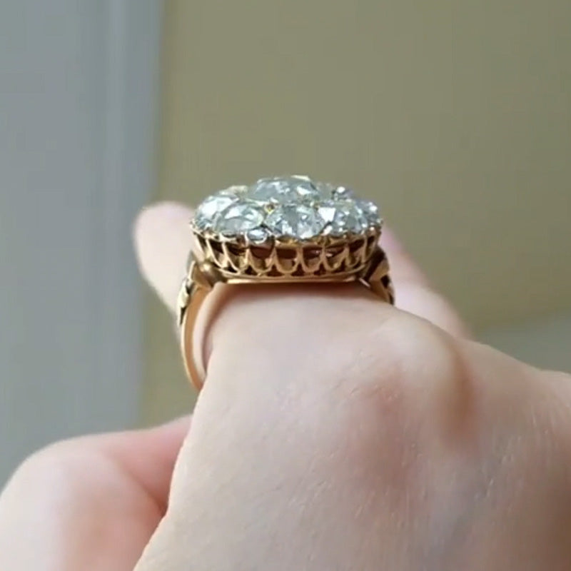 6.02ctw Antique Rose Cut Rose Gold White Sapphire Ring-JEWELBUYS
