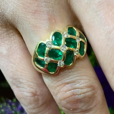 3.0Ctw Oval-cut Emerald and Sapphire Braided Ring-JEWELBUYS