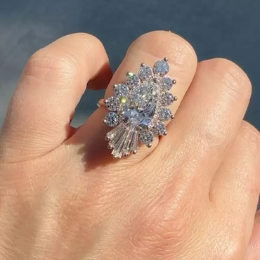 Vintage 3ct Pear Cut White Sapphire Vintage Art Ring-JEWELBUYS