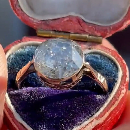 4.0Ct Victorian Rose Cut Antique Solitaire Ring-JEWELBUYS